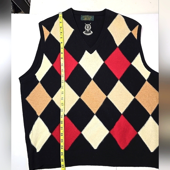 St Andrews Links By Peter Scott Pure Wool Argyle Print Vest Sweater Size XL - Picture 5 of 9